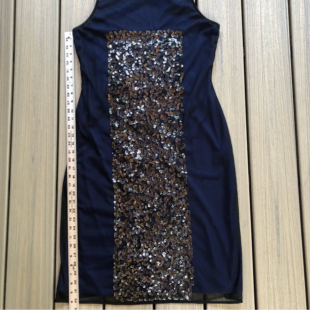 NWT Adrianna Papell Midnight Blue Sequin Evening Sleeveless Midi Dress Size 14 - Picture 6 of 8